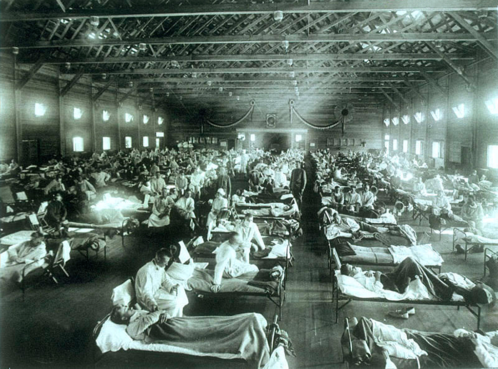 Hospital improvisat a Kansas per la grip espanyola. Foto: Vikipedia / National Museum of Health and Medicine