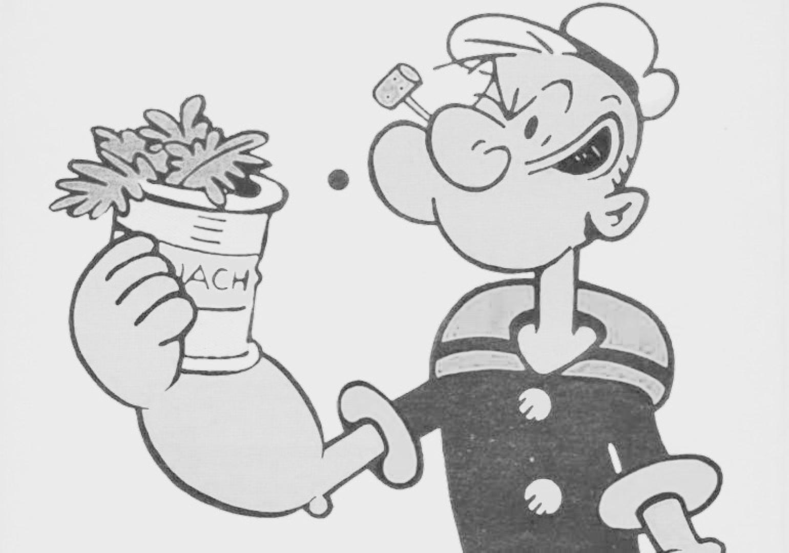Popeye comiendo espinacas