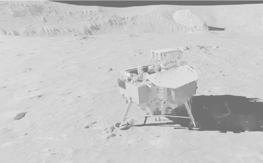 Recreación de la sonda Chang’e 4 llegando a la Luna.