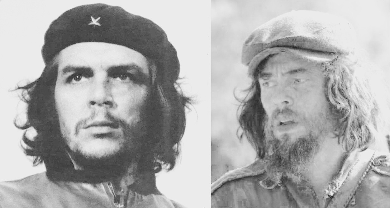 El Che y Benicio del Toro caracterizado como Che.